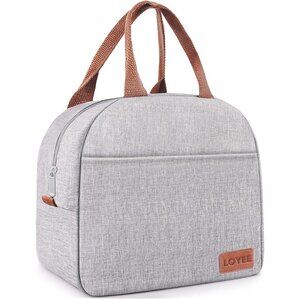 Large Insulated Lunch Bag for Women & Men, Leakproof Reusable Tote (Grey)